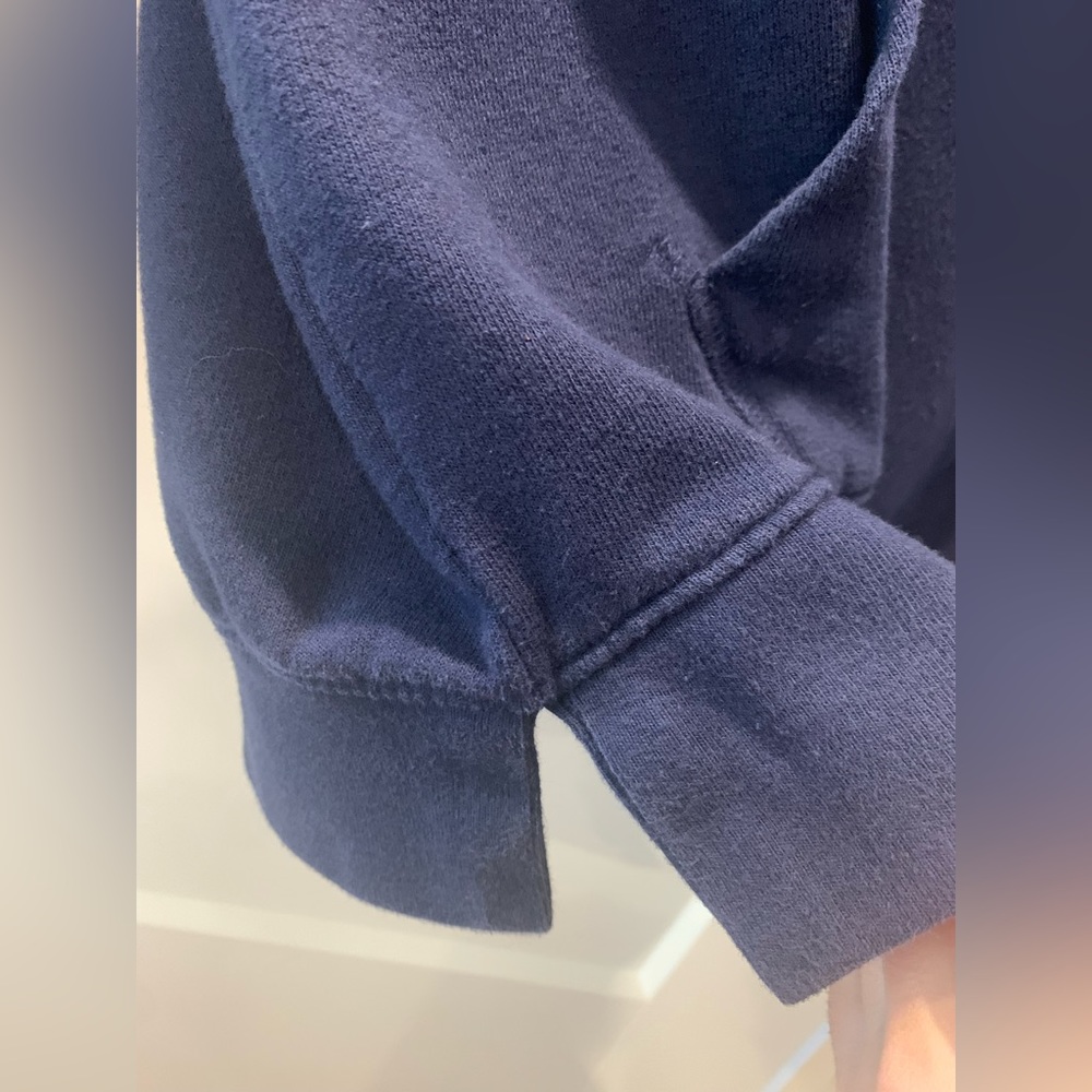 Navy high neck hoodie. Size large. - Picture 4 of 9